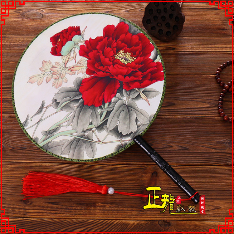 琼山古典中国风团扇空白扇跳舞蹈扇 真丝宫扇