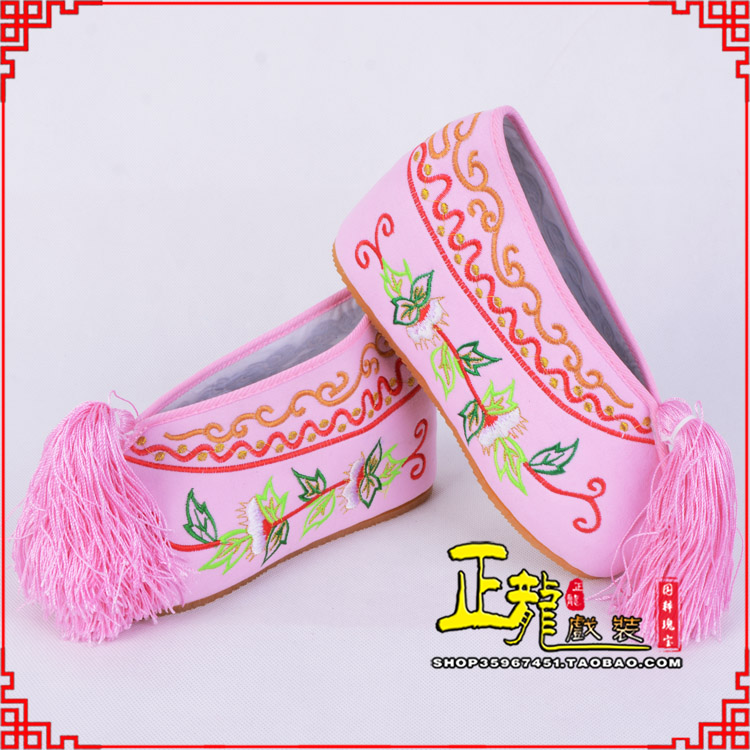 琼山花旦鞋女绣花彩鞋 舒适款草花内高彩鞋
